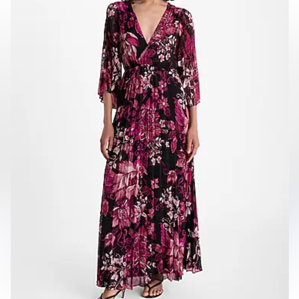 Express Black and Pink Floral Maxi Dress